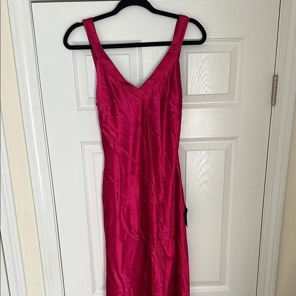 Lulu's Magenta Satin Maxi Dress - Picture 7 of 8